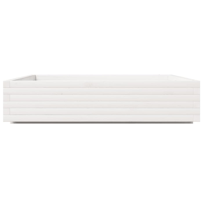 Fioriera aiuola rialzata vassoio piante fiori terrazza giardino 110 x 110 x 26,5 cm legno di pino massiccio bianco 02_0037303
