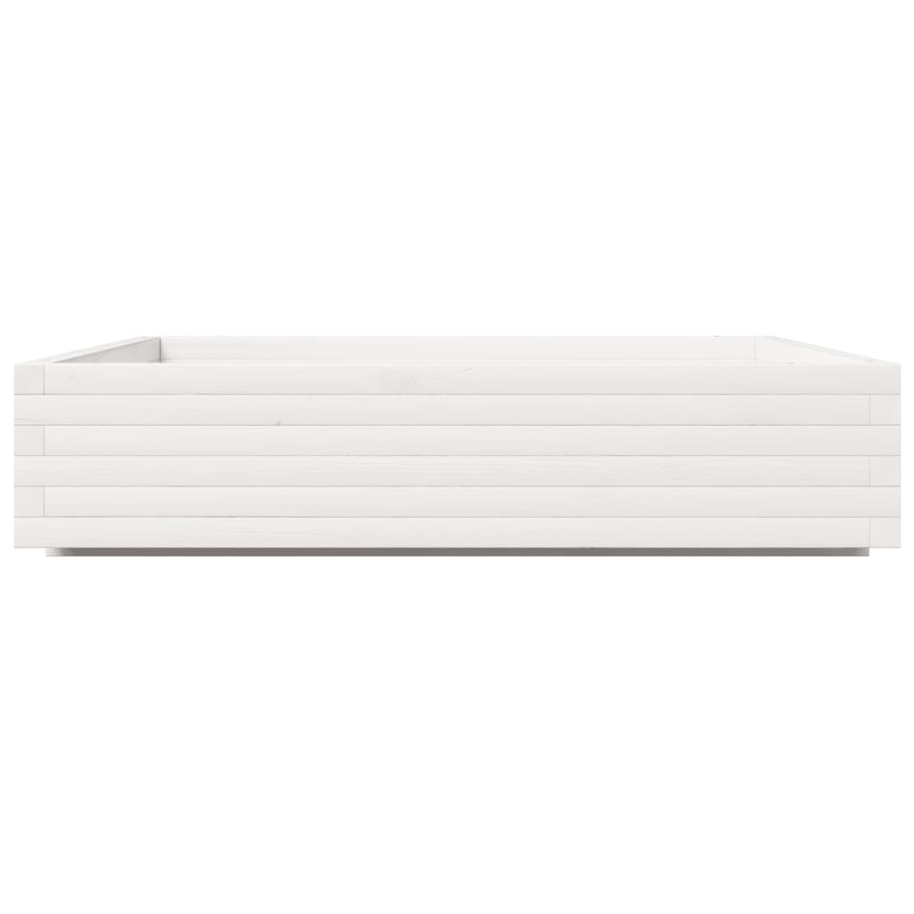 Fioriera da Giardino Bianca 110x110x26,5 cm in Legno di Pino