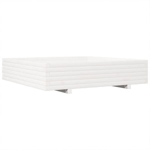Fioriera aiuola rialzata vassoio piante fiori terrazza giardino 110 x 110 x 26,5 cm legno di pino massiccio bianco 02_0037303