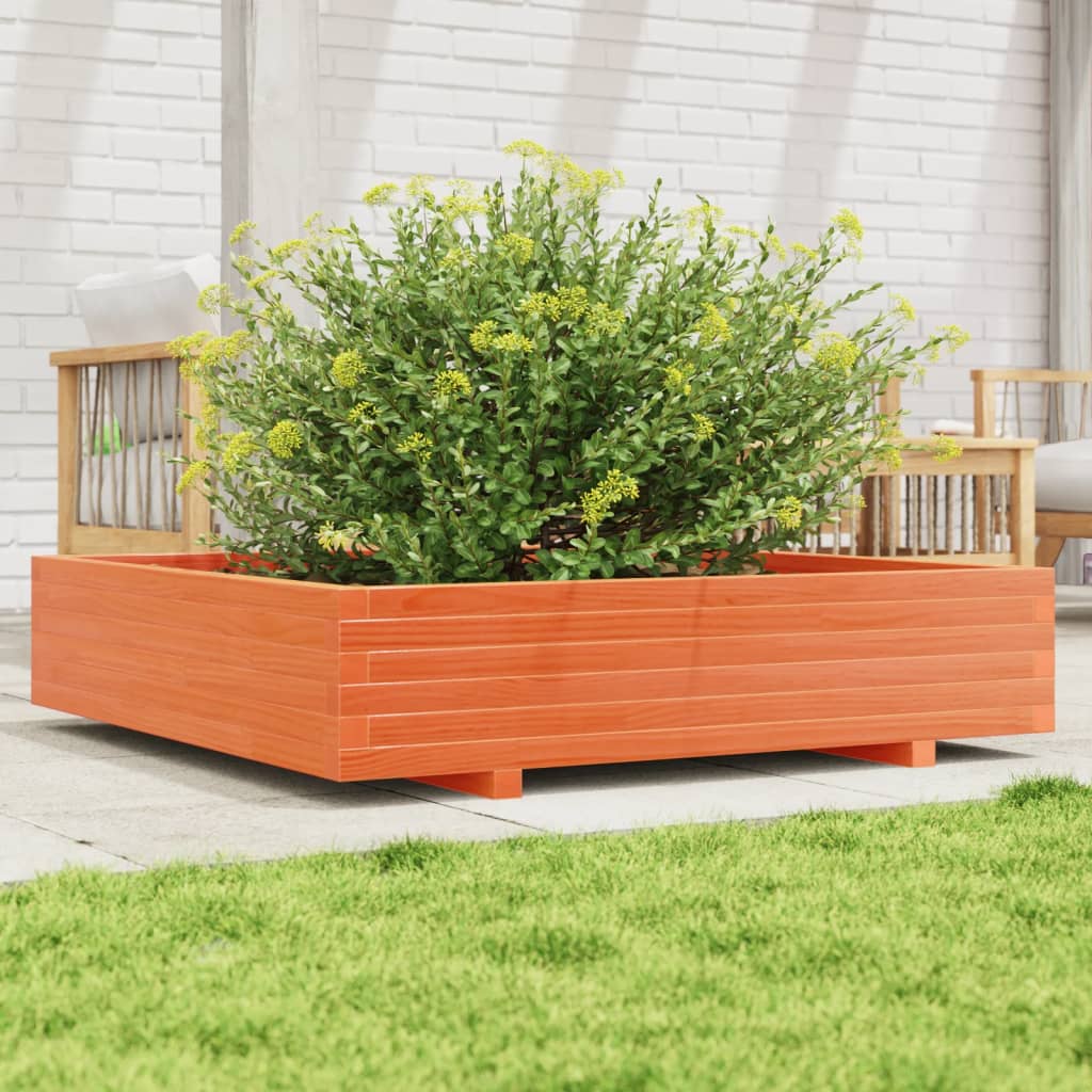 Fioriera Giardino-Vaso da Esterno-Contenitore per Piante Marrone Cera 110x110x26,5 cm in Legno di Pino