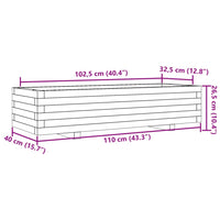Vassoio per fioriera aiuola rialzata piante fiori terrazza giardino cera 110 x 40 x 26,5 cm legno di pino massiccio marrone 02_0038430