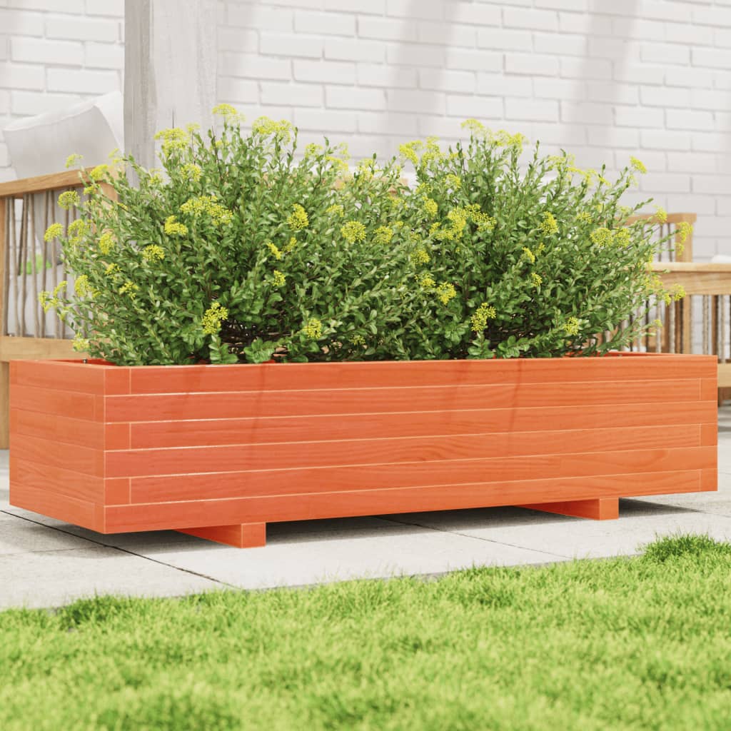 Fioriera Giardino-Vaso da Esterno-Contenitore per Piante Marrone Cera 110x40x26,5 cm in Legno di Pino