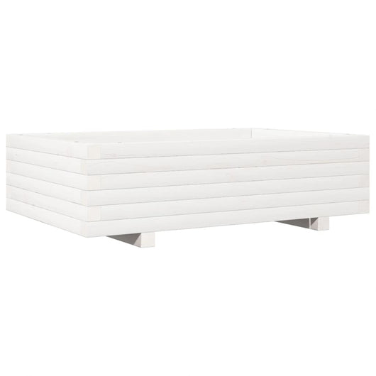Vassoio per fioriera aiuola rialzata piante fiori terrazza giardino 90 x 60 x 26,5 cm legno di pino massiccio bianco 02_0038013