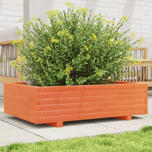 Fioriera Giardino-Vaso da Esterno-Contenitore per Piante Marrone Cera 90x60x26,5cm Legno Massello Pino
