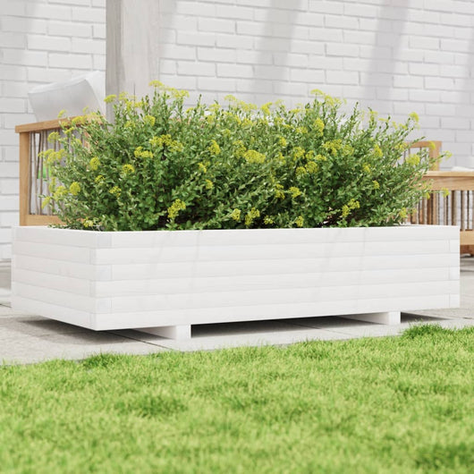 vidaXL Fioriera da Giardino Bianca 110x60x26, 5cm Massello di Pino