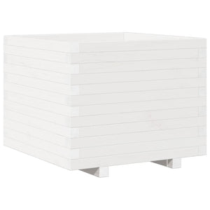 Fioriera da Giardino Bianca 60x60x49,5cm Legno Massello di Pino 847359