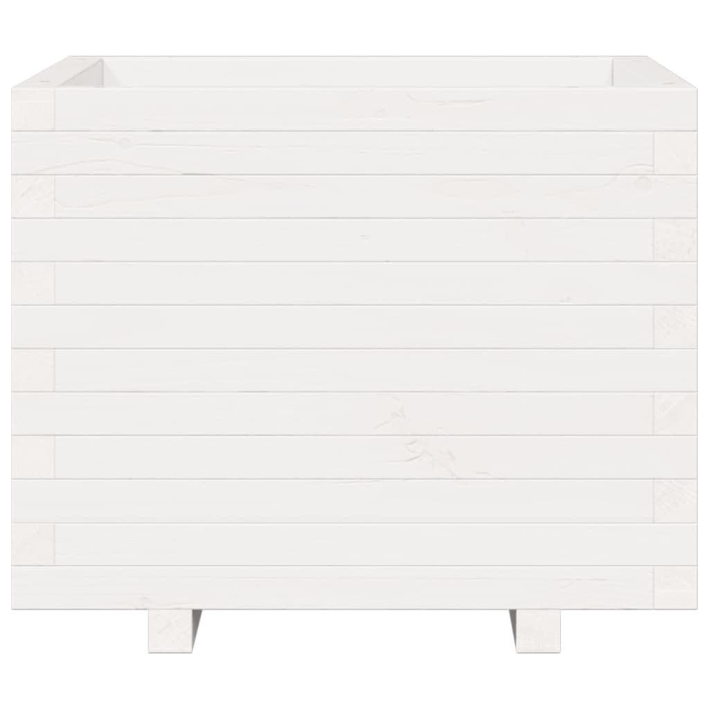 Fioriera da Giardino Bianca 60x60x49,5cm Legno Massello di Pino 847359