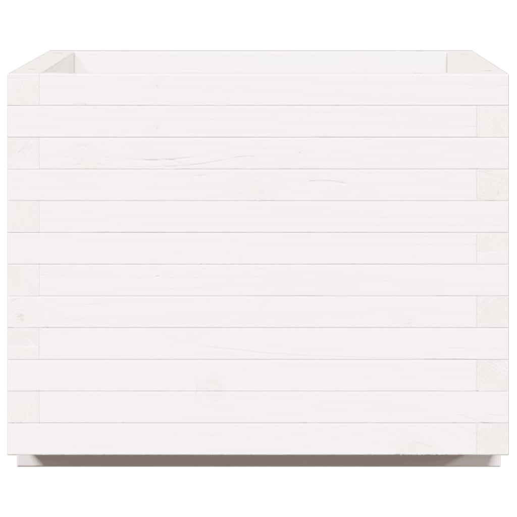 Fioriera da Giardino Bianca 60x60x49,5cm Legno Massello di Pino 847359