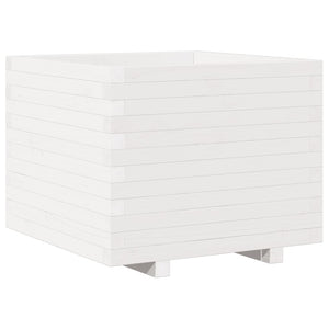 Fioriera da Giardino Bianca 60x60x49,5cm Legno Massello di Pino 847359