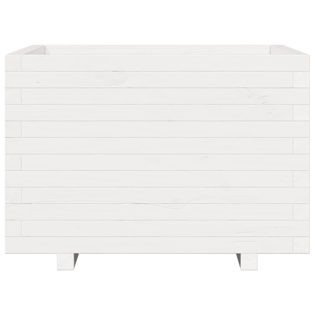 Fioriera da Giardino Bianca 70x70x49,5cm Legno Massello di Pino