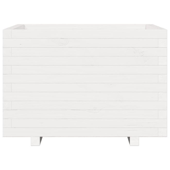 Fioriera da Giardino Bianca 70x70x49,5cm Legno Massello di Pino