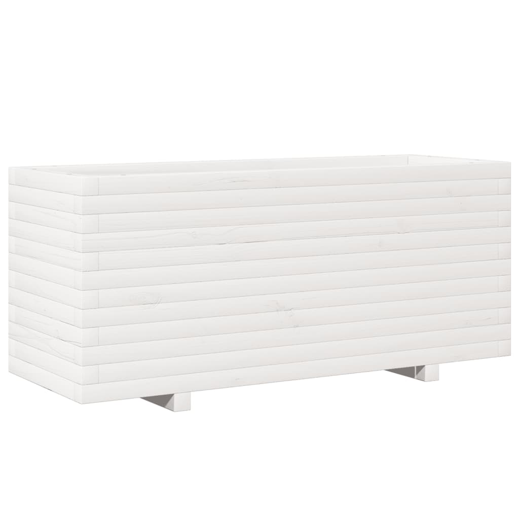 Fioriera da Giardino Bianca 110x40x49,5 cm Legno Massello Pino 847379
