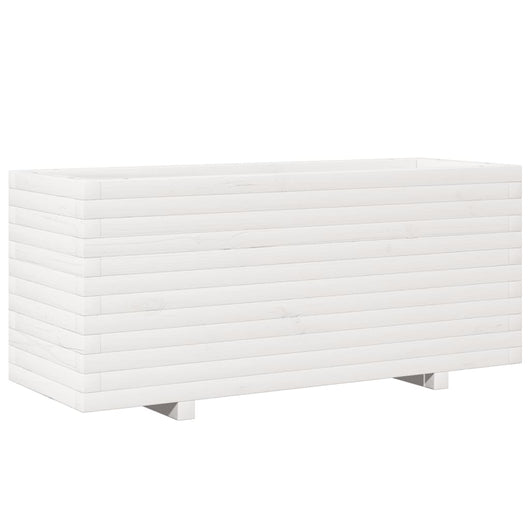 Fioriera da Giardino Bianca 110x40x49,5 cm Legno Massello Pino 847379