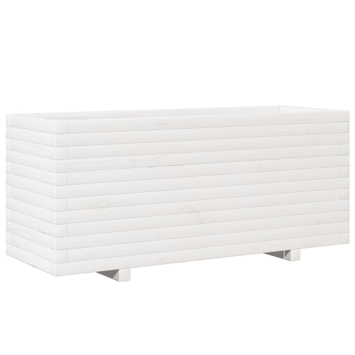 Fioriera da Giardino Bianca 110x40x49,5 cm Legno Massello Pino 847379