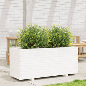 Fioriera da Giardino Bianca 110x40x49,5 cm Legno Massello Pino 847379