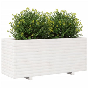 Fioriera da Giardino Bianca 110x40x49,5 cm Legno Massello Pino 847379