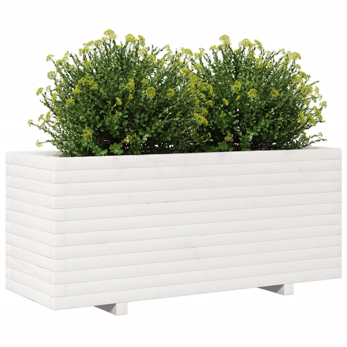 Fioriera da Giardino Bianca 110x40x49,5 cm Legno Massello Pino 847379