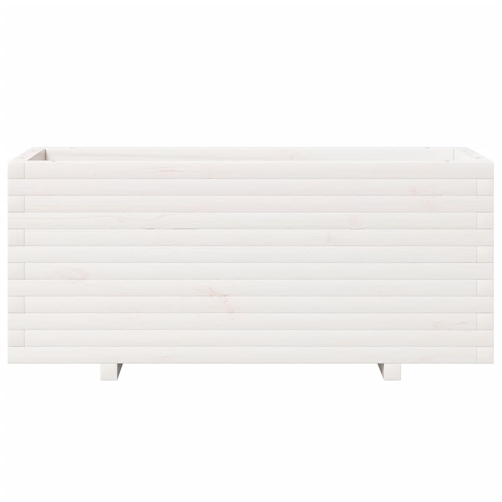 Fioriera da Giardino Bianca 110x40x49,5 cm Legno Massello Pino 847379
