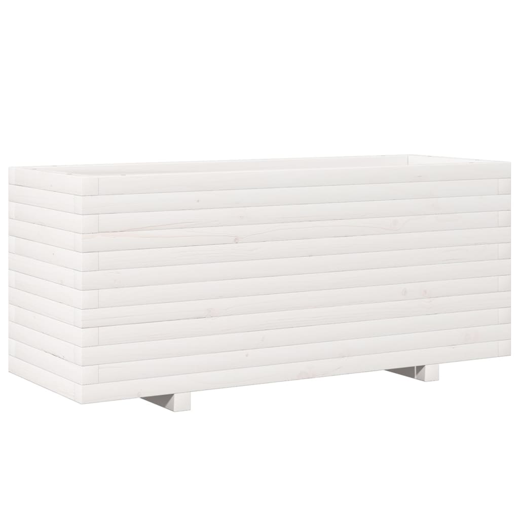 Fioriera da Giardino Bianca 110x40x49,5 cm Legno Massello Pino 847379