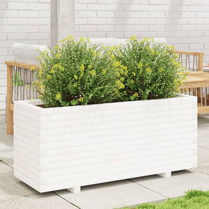 Fioriera da Giardino Bianca 110x40x49,5 cm Legno Massello Pino 847379