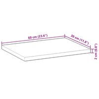 vidaXL Piano per Tavolo 60x30x2 cm Rettangolare Legno Massello Acacia