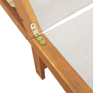 Lettino Prendisole Grigio Legno Massello di Acacia e Textilene