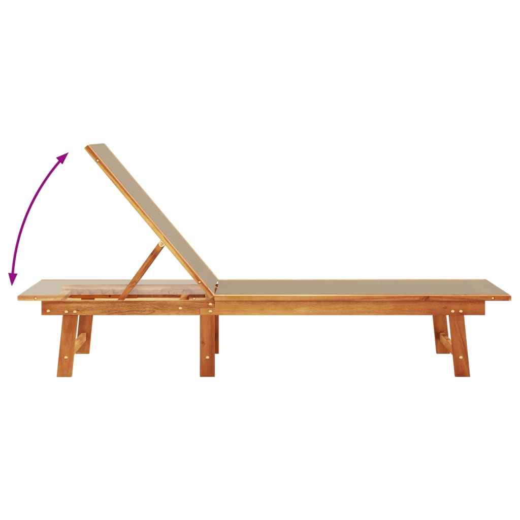 vidaXL Lettino Prendisole Tortora Legno Massello di Acacia e Textilene