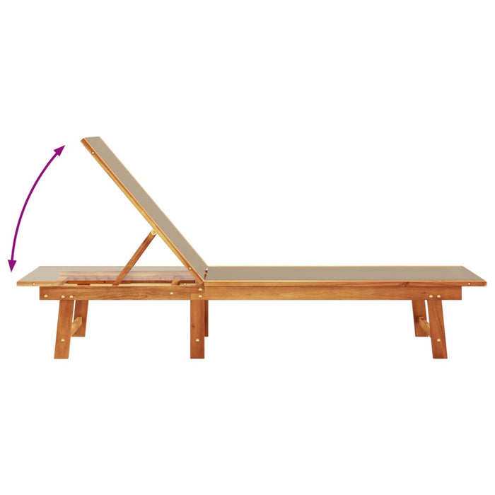 vidaXL Lettino Prendisole Tortora Legno Massello di Acacia e Textilene