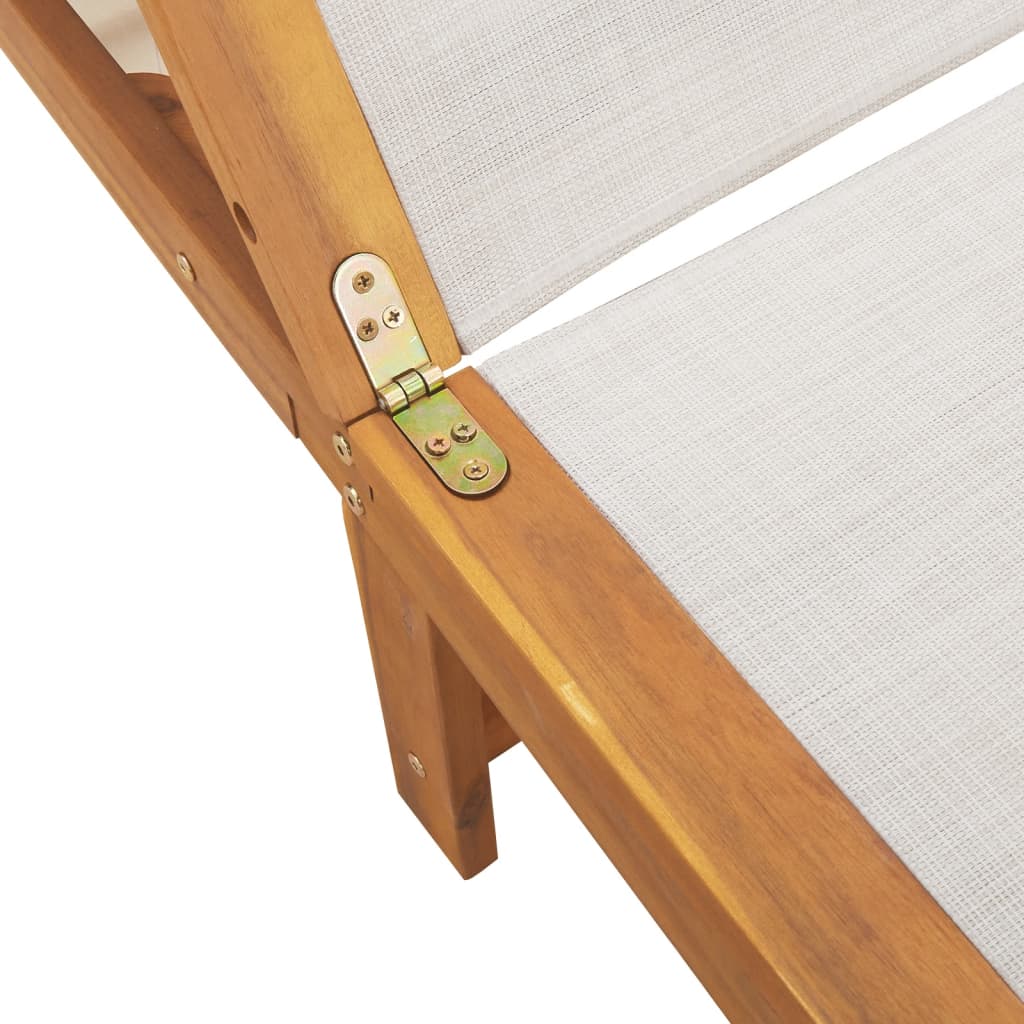 vidaXL Lettino Prendisole con Tavolo Grigio Massello Acacia Textilene