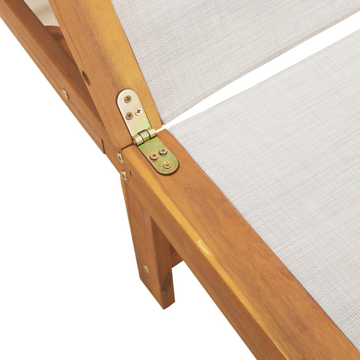 vidaXL Lettino Prendisole con Tavolo Grigio Massello Acacia Textilene