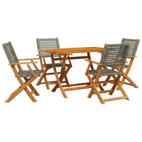 Set Pranzo da Giardino 5pz Grigio Polyrattan e Legno Massello 3281695