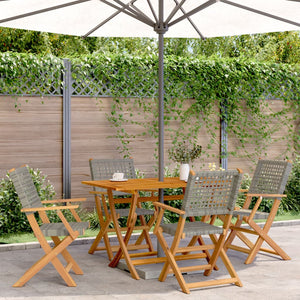 Set Pranzo da Giardino 5pz Grigio Polyrattan e Legno Massello 3281695