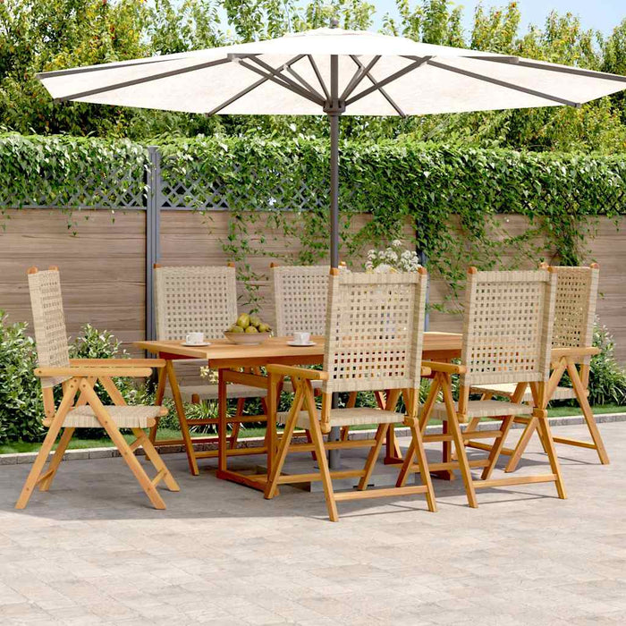 Set Pranzo da Giardino 7 pz Beige Polyrattan e Legno Massello 3281732