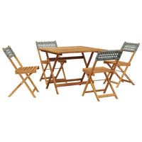 Set Pranzo da Giardino 5pz Grigio Polyrattan e Legno Massello 3281779