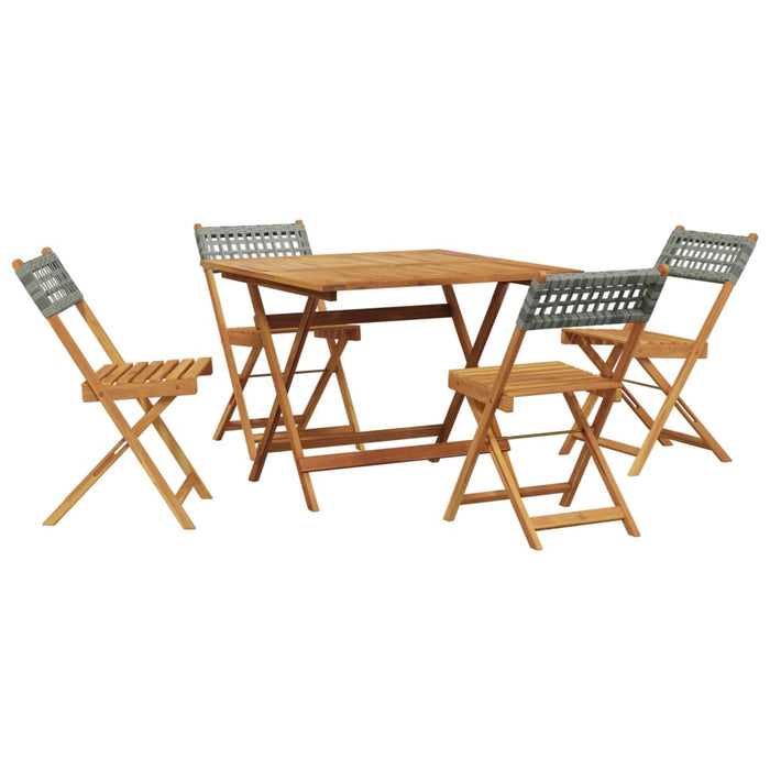 Set Pranzo da Giardino 5pz Grigio Polyrattan e Legno Massello 3281779