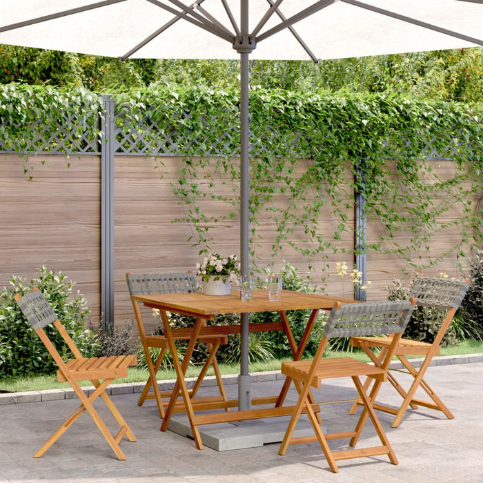 Set Pranzo da Giardino 5pz Grigio Polyrattan e Legno Massello 3281779