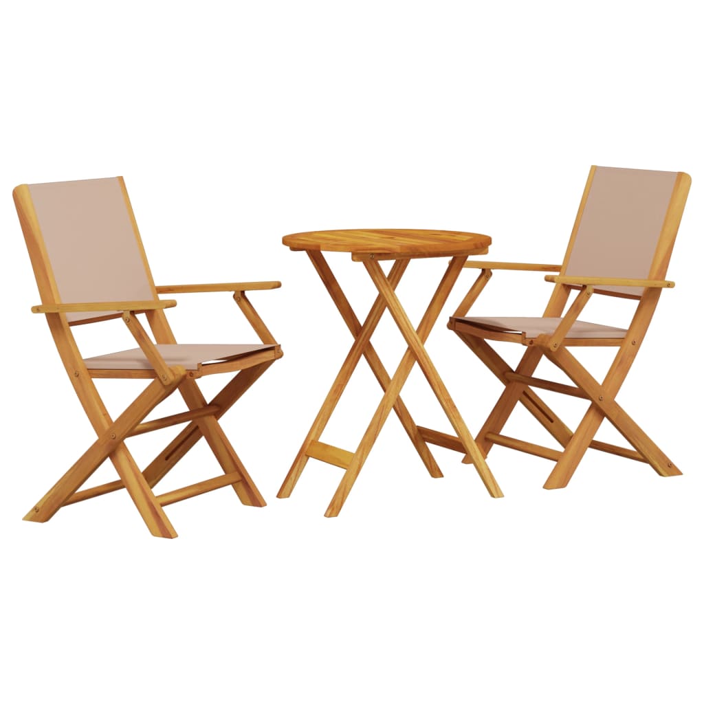 Set da Bistrot 3pz Tortora in Tessuto e Legno Massello 3281798