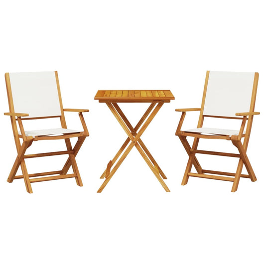 Set da Bistrot 3pz Bianco Crema in Tessuto e Legno Massello 3281808