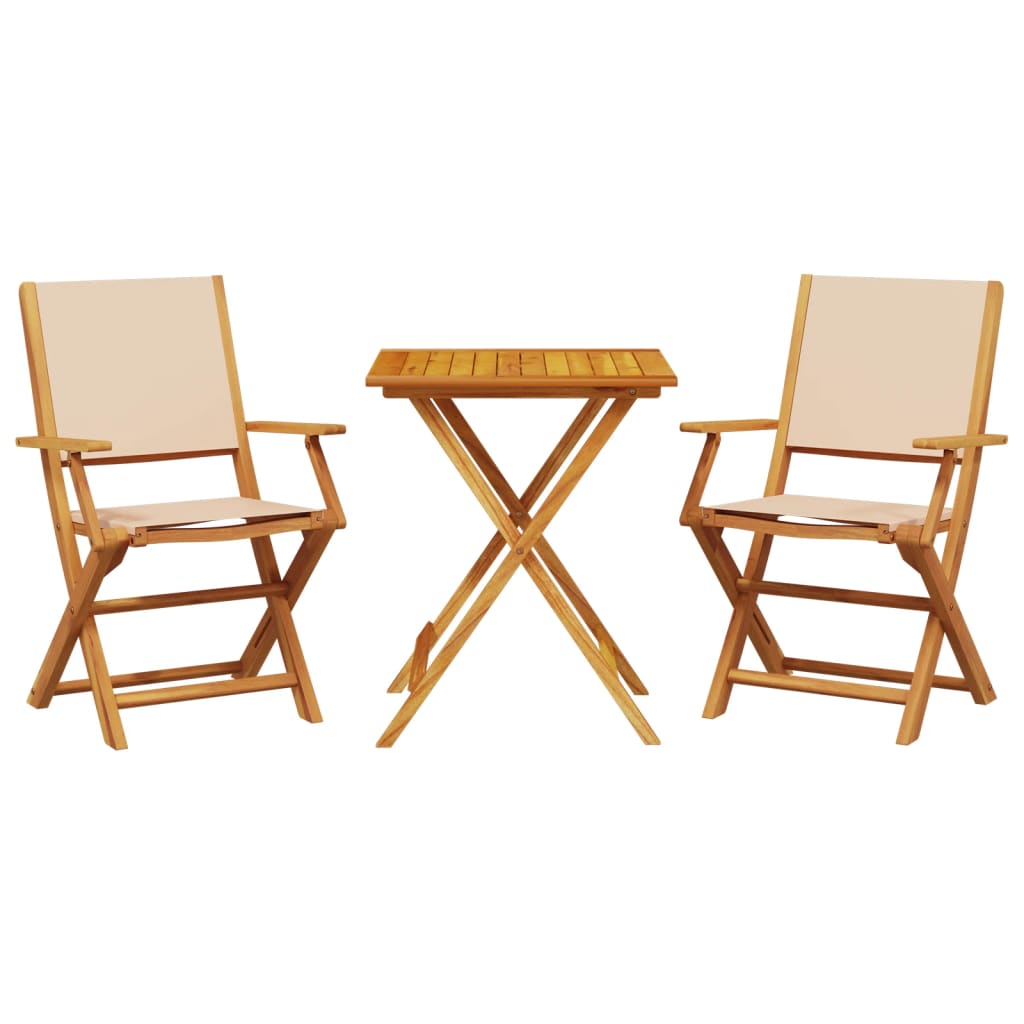 Set da Bistrot 3pz Beige in Tessuto e Legno Massello 3281811