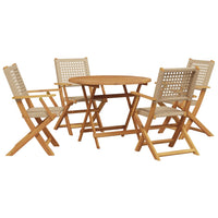 Set Pranzo da Giardino 5 pz Beige Polyrattan e Legno Massello 3281816
