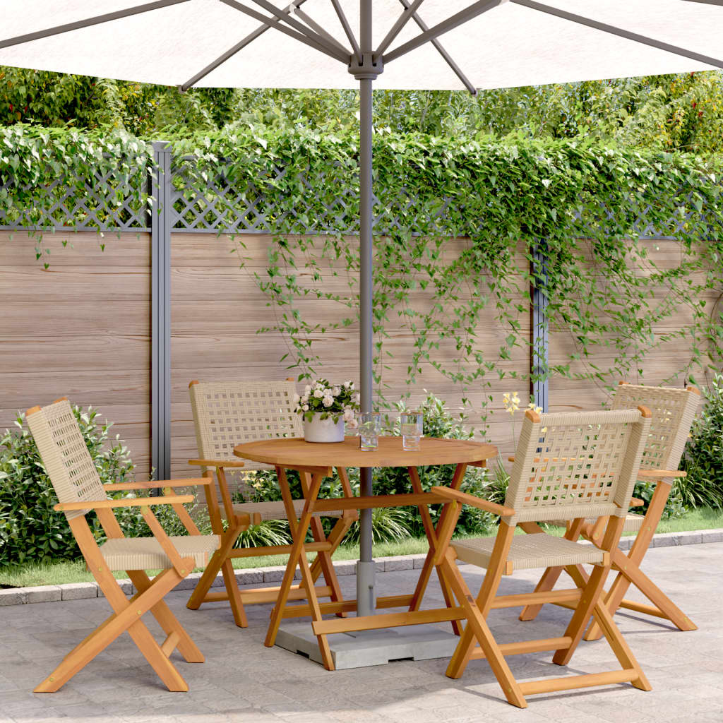 Set Pranzo da Giardino 5 pz Beige Polyrattan e Legno Massello 3281816