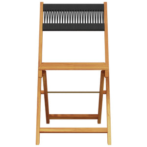 Set da Bistrot 3pz Nero in Polipropilene e Legno Massello