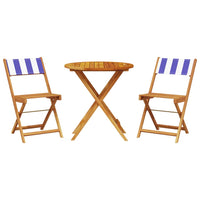 Set da Bistrot 3pz Blu e Bianco in Tessuto e Legno Massello 3281849