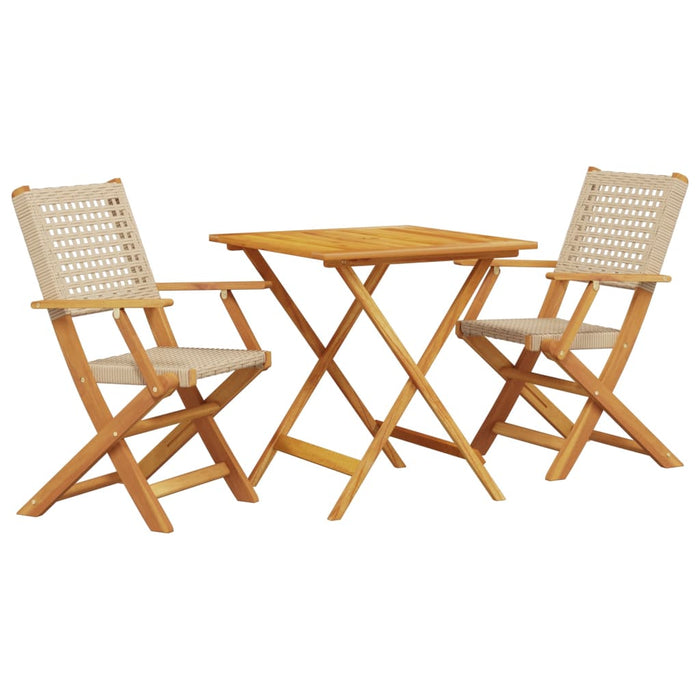 Set da Bistrot 3 pz Beige in Polyrattan e Legno Massello 3281876