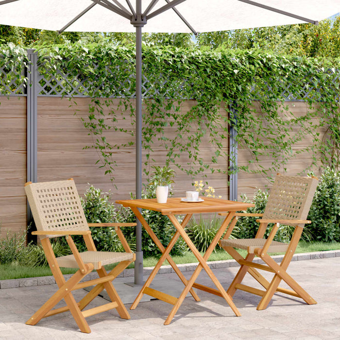 Set da Bistrot 3 pz Beige in Polyrattan e Legno Massello 3281876