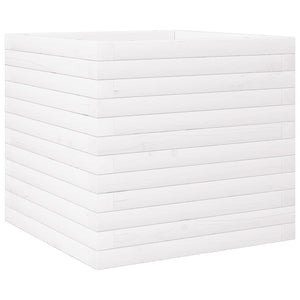 Fioriera da Giardino Bianca 50x50x46 cm Legno Massello di Pino