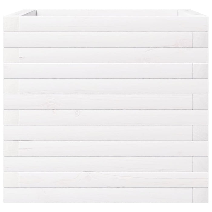 Fioriera da Giardino Bianca 50x50x46 cm Legno Massello di Pino 3282405