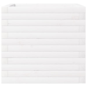 Fioriera da Giardino Bianca 50x50x46 cm Legno Massello di Pino 3282405