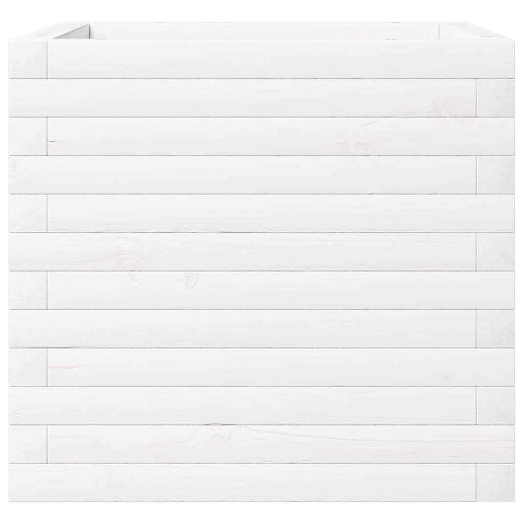 Fioriera da Giardino Bianca 50x50x46 cm Legno Massello di Pino
