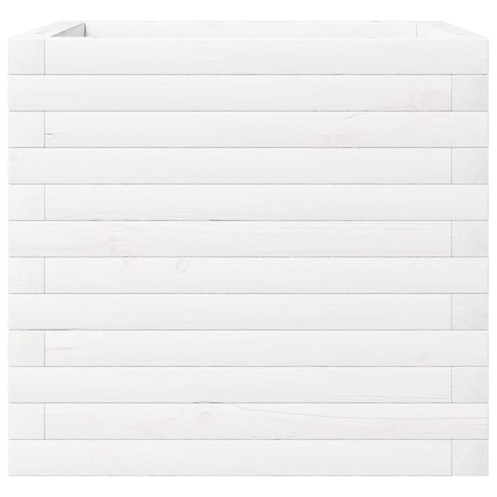 Fioriera da Giardino Bianca 50x50x46 cm Legno Massello di Pino